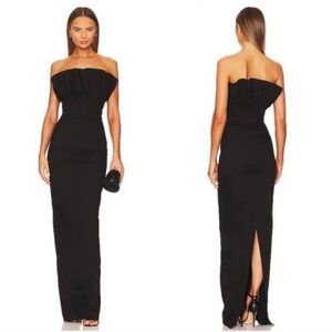 Sau Lee Strapless Black Formal Maxi Evening Dress